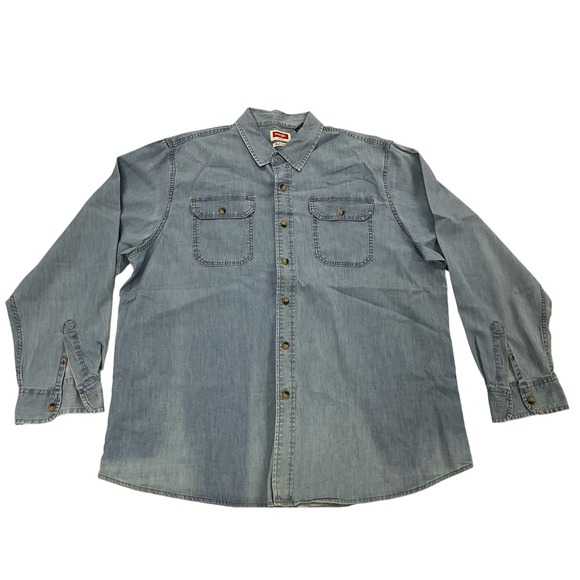 Men’s Vintage Wrangler Flex for Comfort Lg Sleeve Button Up Sz XL 2 Pocket Front - Picture 1 of 7